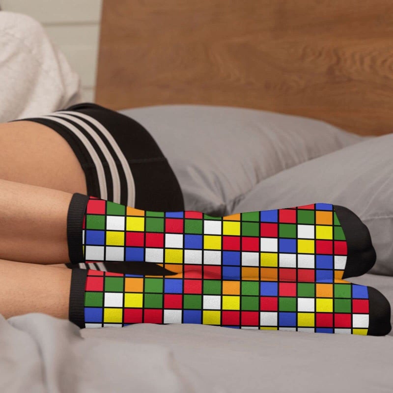 YISHOW Colorful Cube Crew Socks Funny Novelty Socks Gifts - Image 5